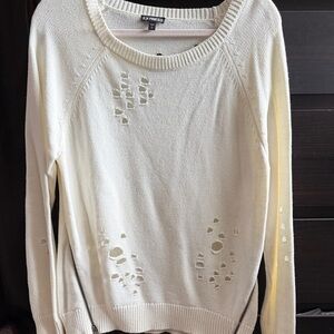 Express Women's Cream Textured Sweater